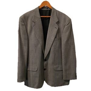 Marco Cellini Blazer Jacket Mens 44R Black Houndstooth Plaid 100% Wool